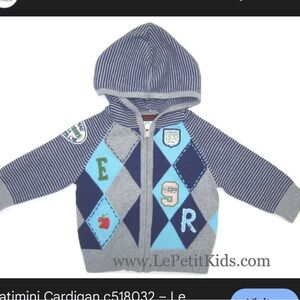 Catimini zip up argyle patch sweater boys 3t designed in france